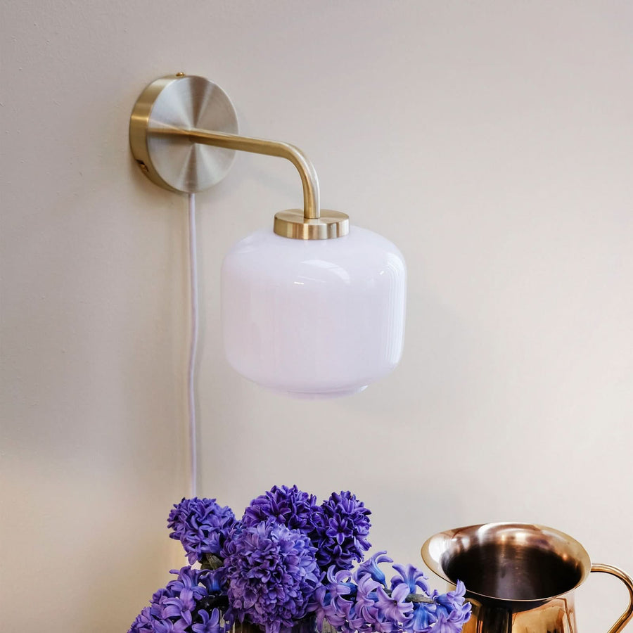 Applique murale en verre, laiton, hauteur 23 cm