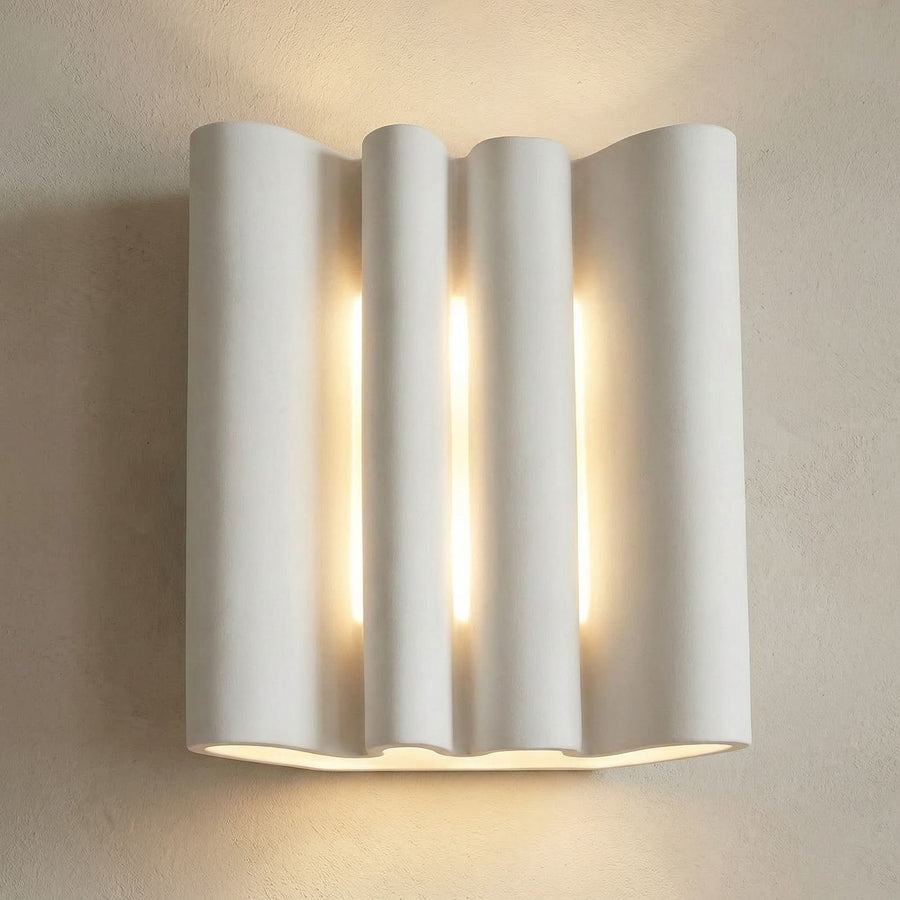 Applique murale Novali en plâtre, blanc, 2 lumières, hauteur 25,7 cm