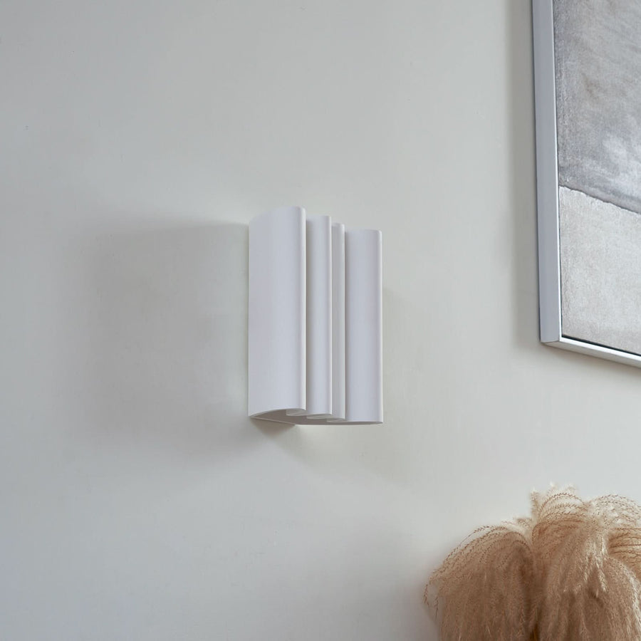 Applique murale Novali en plâtre, blanc, 2 lumières, hauteur 25,7 cm