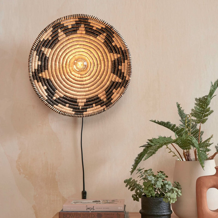 Applique murale Andros en métal, marron clair et noir, Ø 45 cm, 60 W