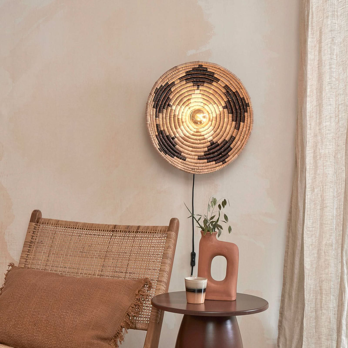 Applique murale Andros en métal, marron clair et noir, Ø 45 cm, 60 W, modèle 2