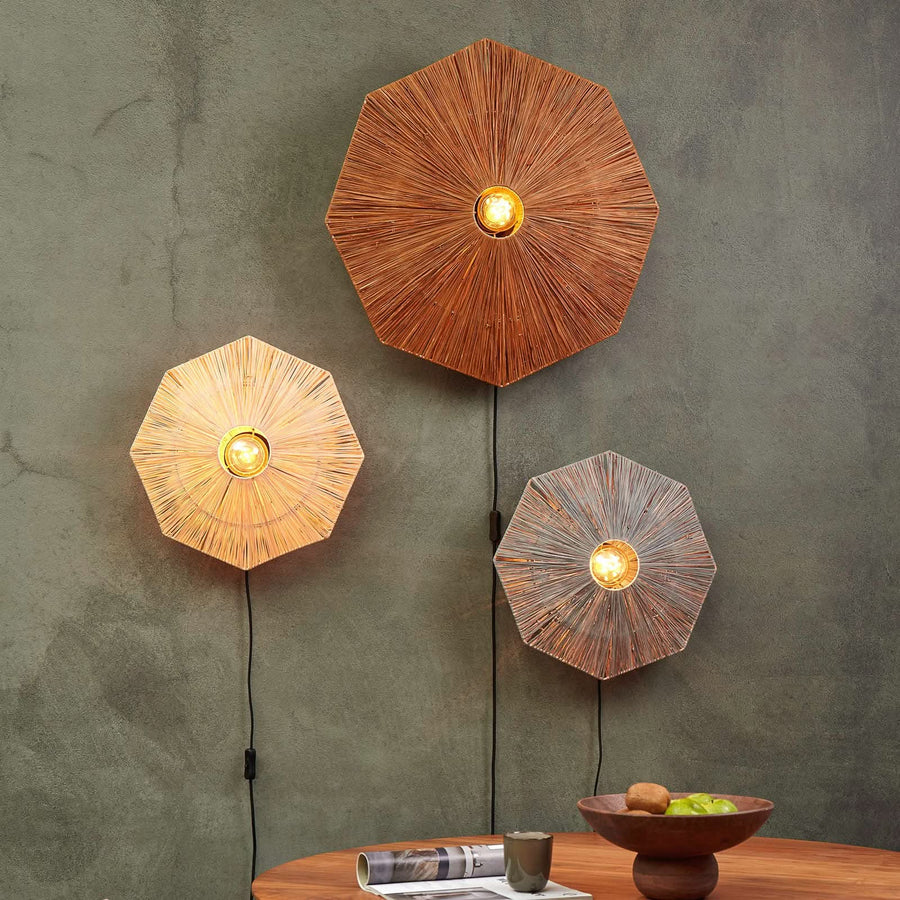 Applique murale Panama en bois, beige et noir, Ø 45 cm