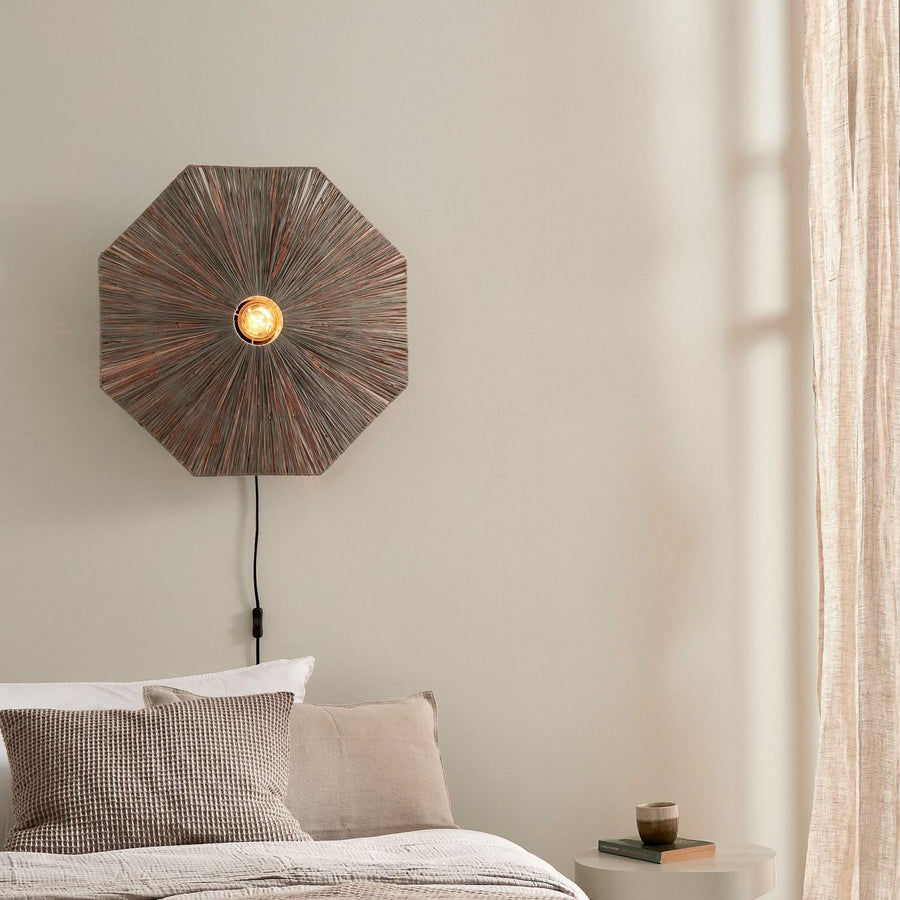 Applique murale Panama en bois, gris et noir, Ø 65 cm