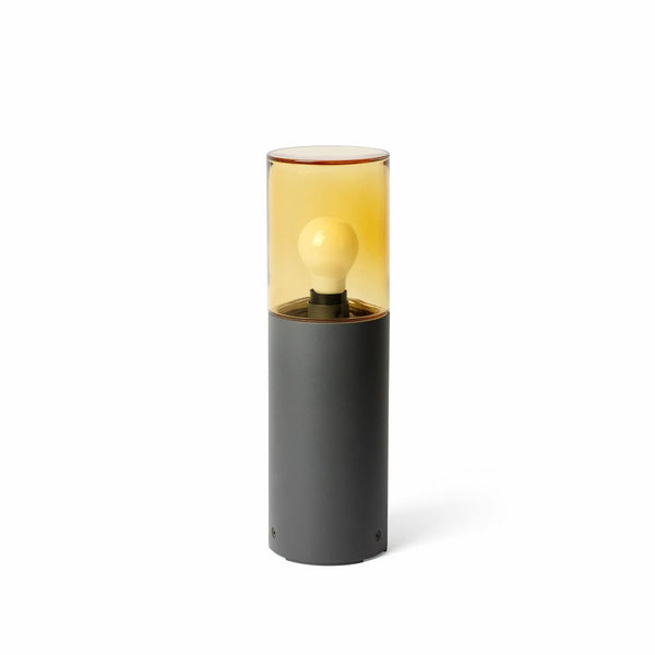Potelet d'extérieur Kila en verre, gris foncé et ambre, Ø 12 cm, IP65