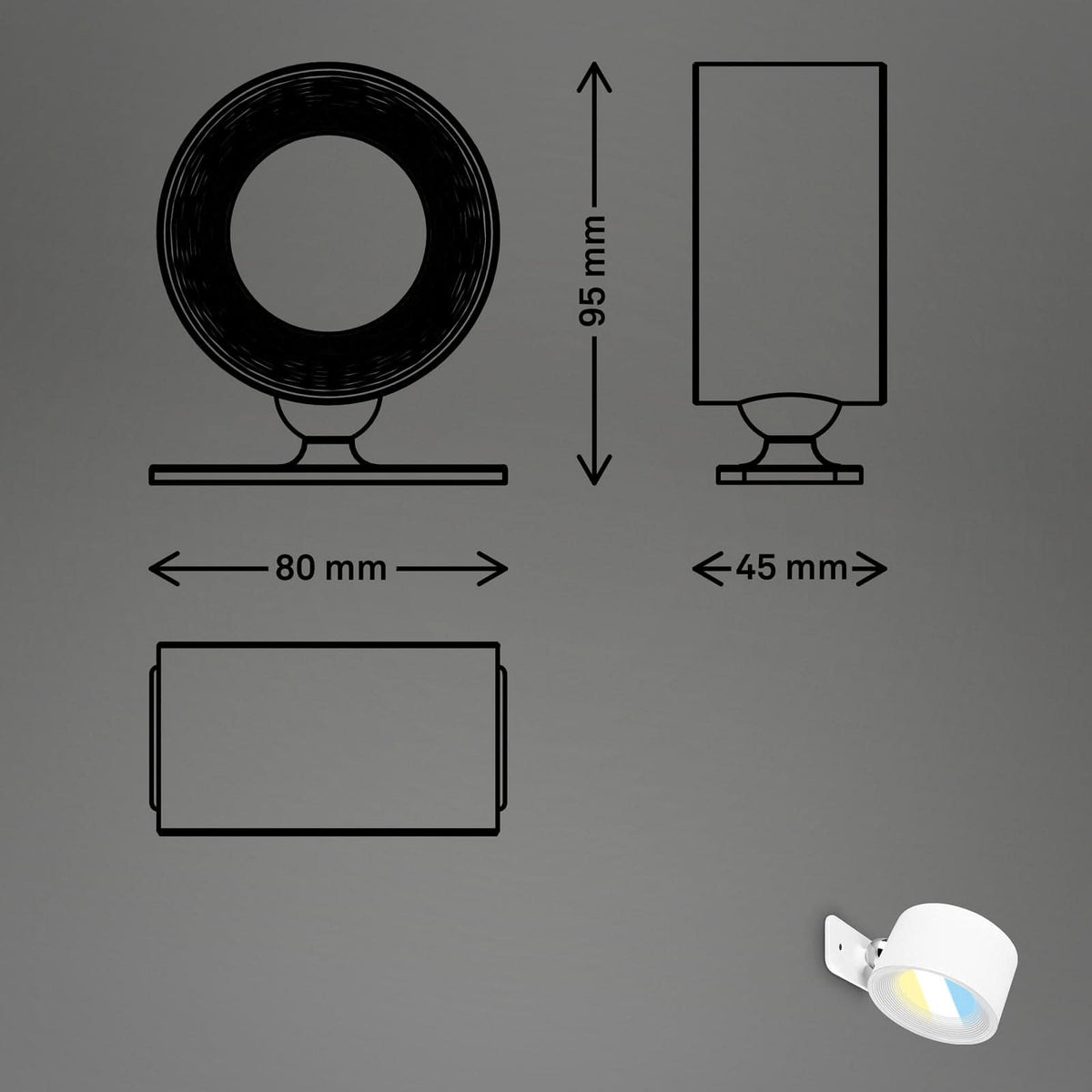 Applique murale LED rechargeable Tari, blanc, hauteur 4,5 cm