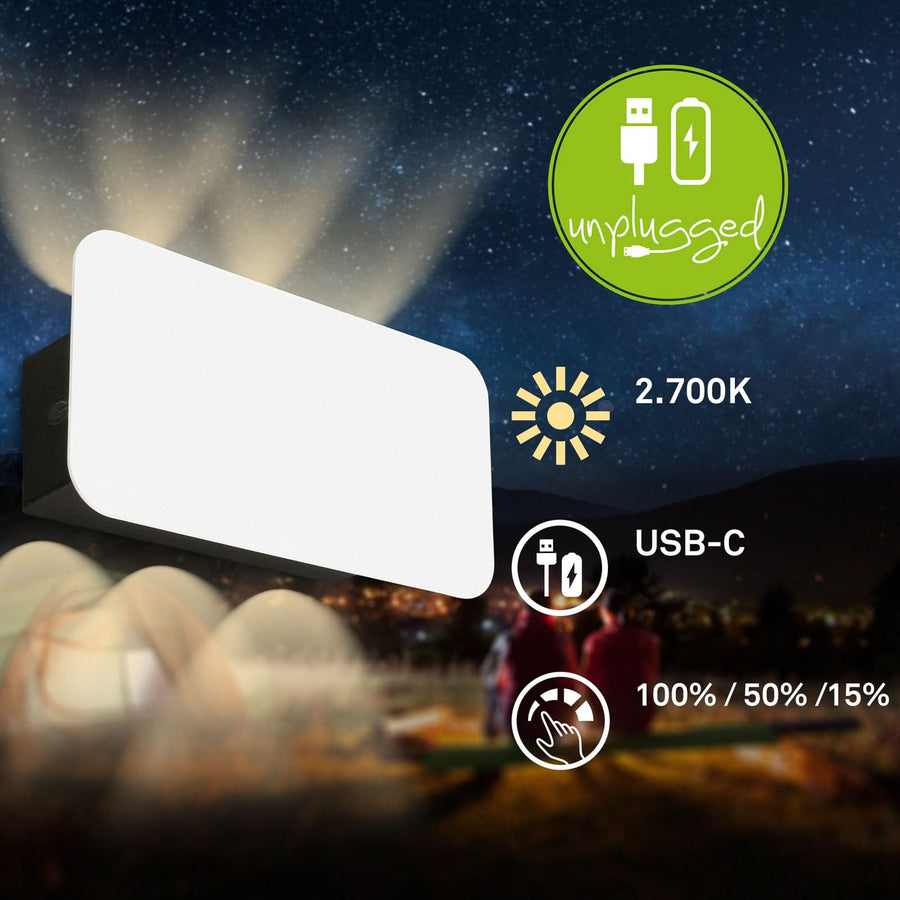Applique murale LED rechargeable Meluna en métal, blanc, hauteur 9 cm
