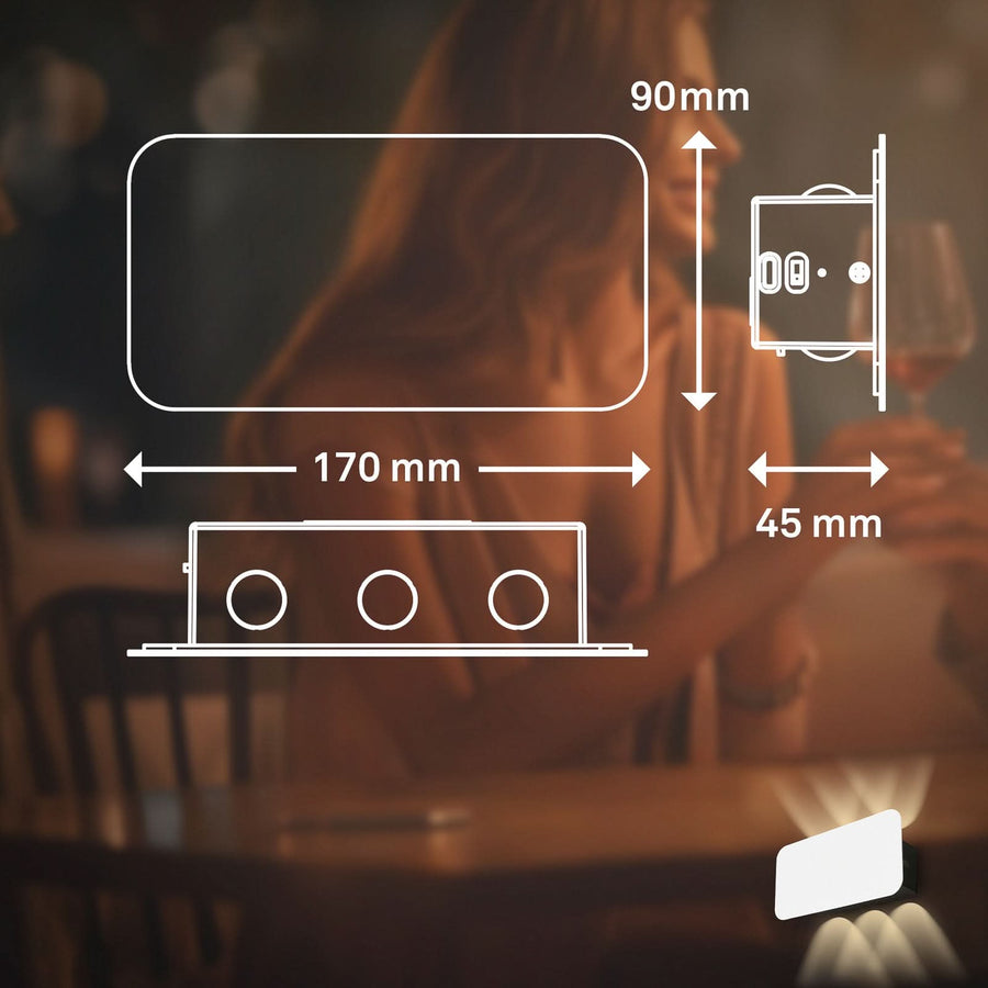 Applique murale LED rechargeable Meluna en métal, blanc, hauteur 9 cm