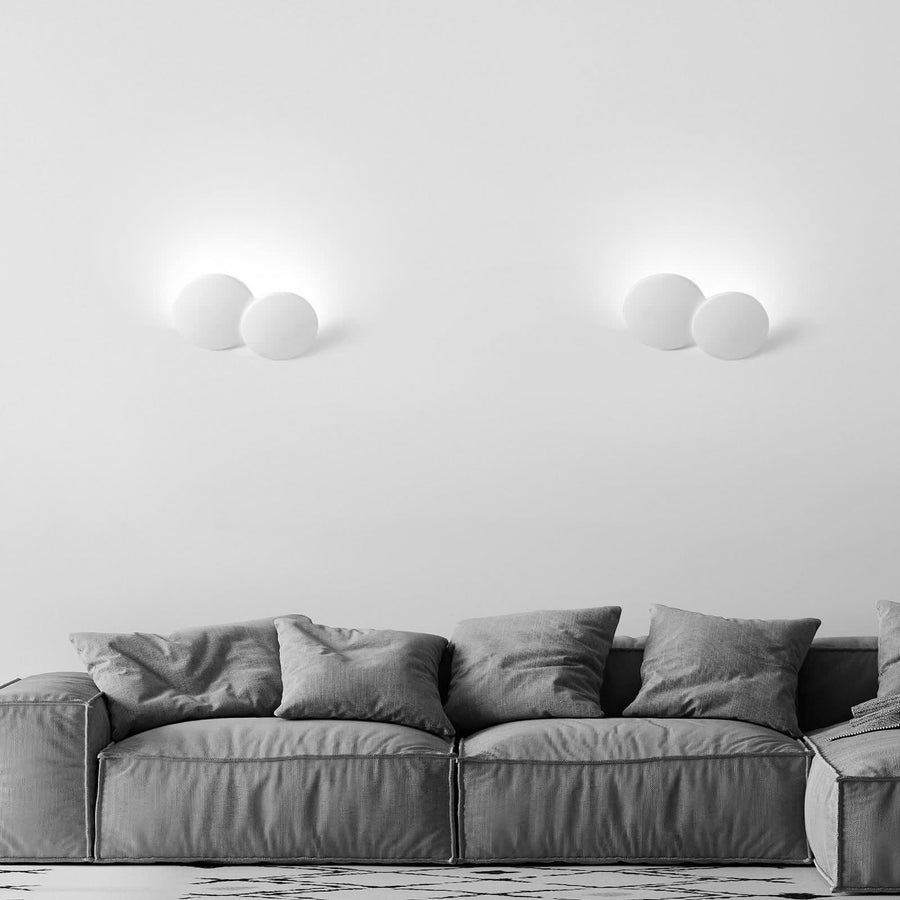 Applique murale Patra en plâtre, blanc, 2 lumières, hauteur 17,5 cm