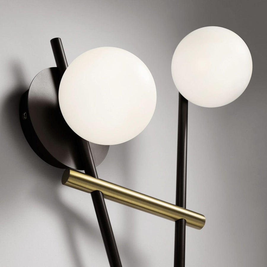 Applique murale Kika en verre, noir et blanc, 3 lumières, hauteur 16 cm