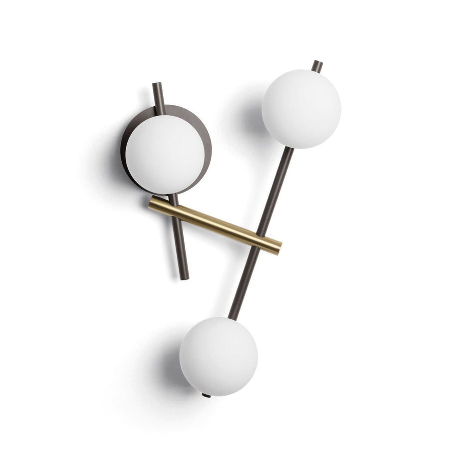 Applique murale Kika en verre, noir et blanc, 3 lumières, hauteur 16 cm