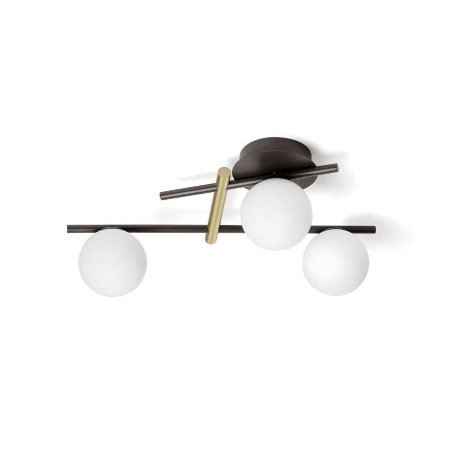 Applique murale Kika en verre, noir et blanc, 3 lumières, hauteur 16 cm