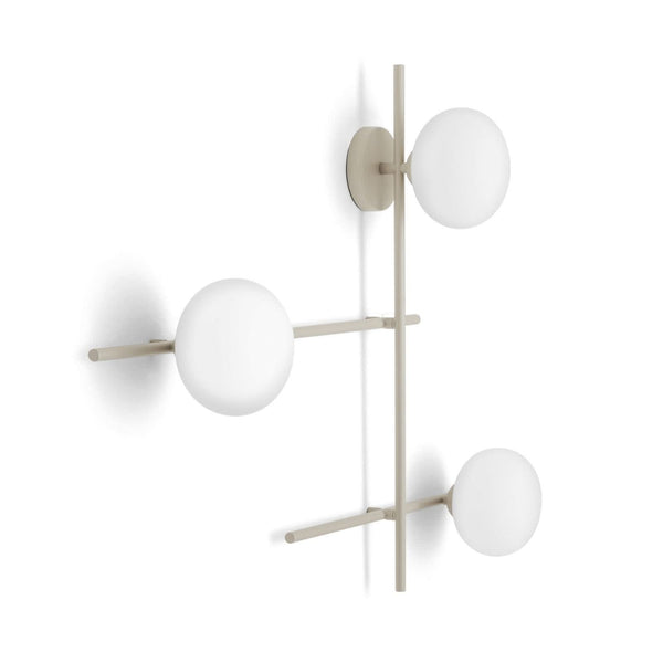 Applique murale Mikado en verre, beige et blanc, 3 lumières, hauteur 96 cm