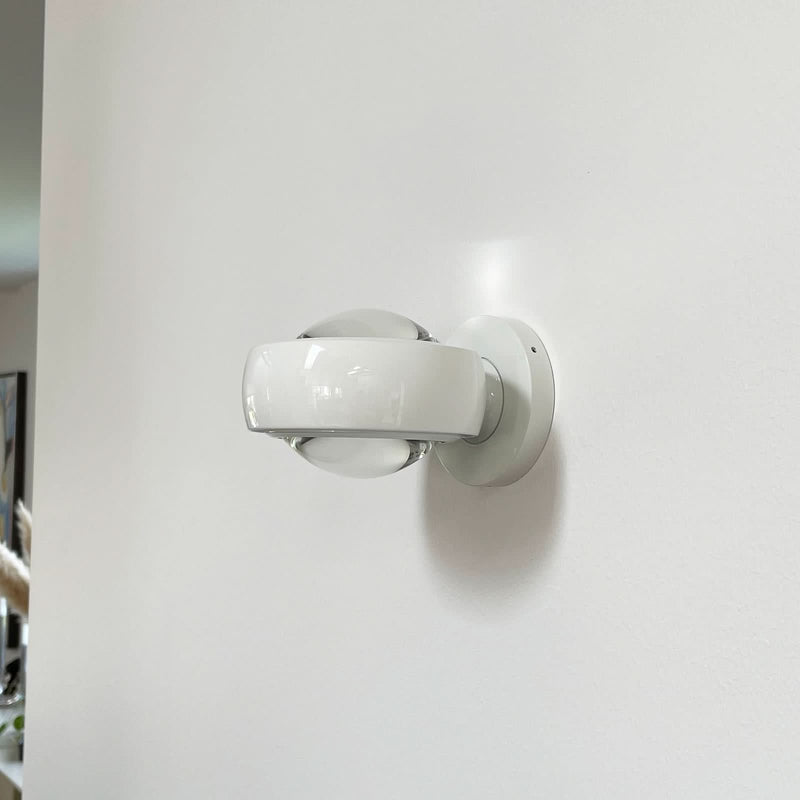 Applique murale LED Optic en verre, blanc brillant, Ø 12 cm