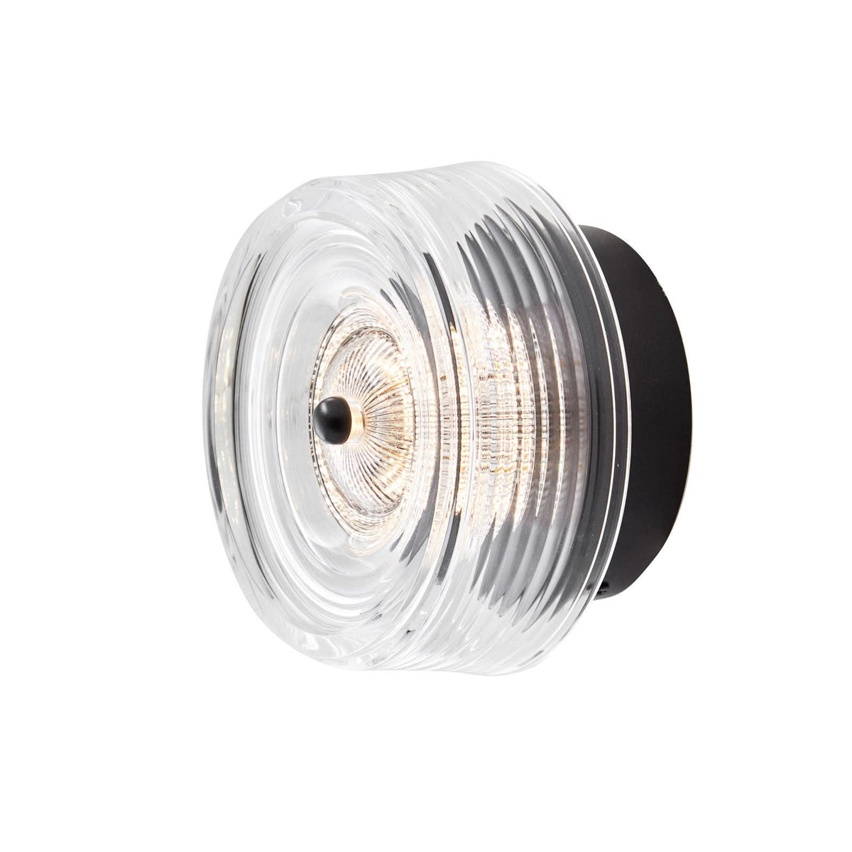 Applique murale LED Glow en acier, noir mat et transparent, Ø 16 cm