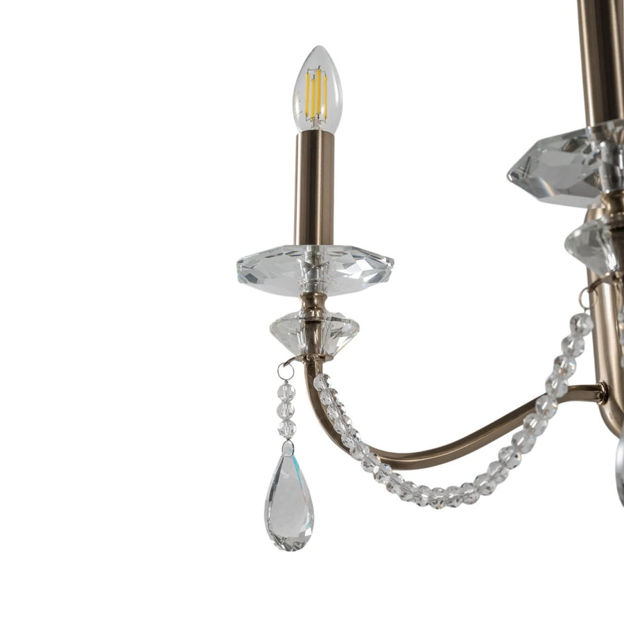 Applique murale Adone en cristal, transparent et laiton, 2 lumières, hauteur 30 cm