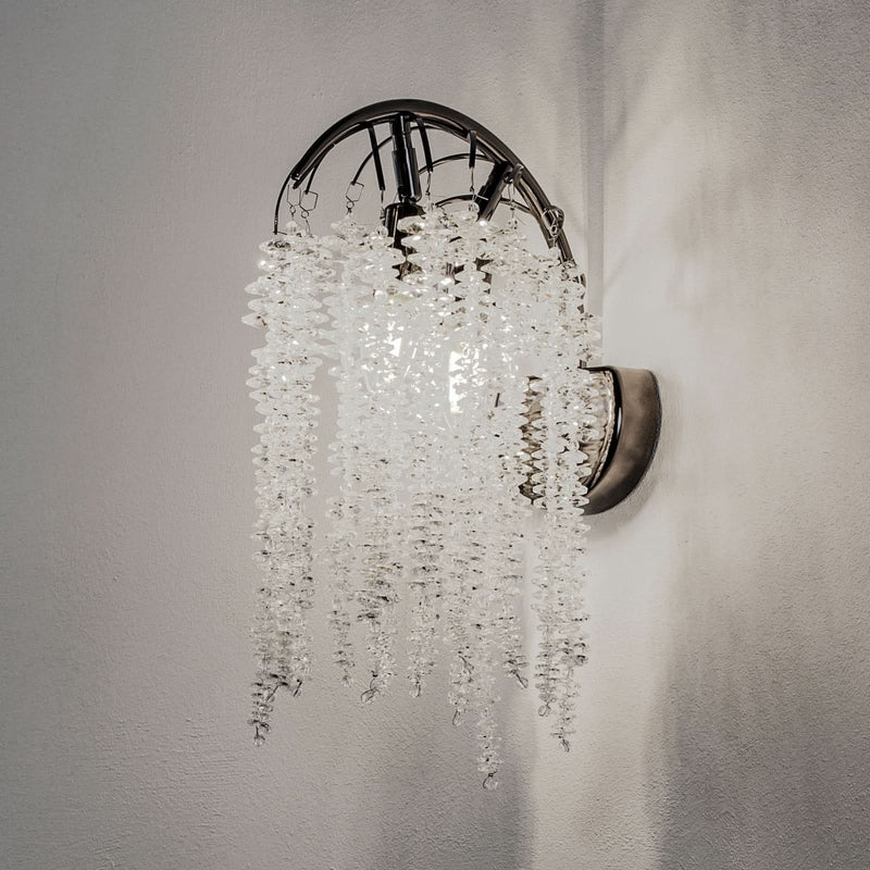 Applique murale Grape en cristal, transparent et noir dichroïque, 2 lumières, hauteur 42 cm