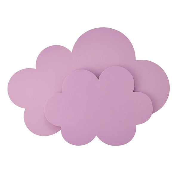 Applique murale LED Nuage en bois, rose, hauteur 20 cm