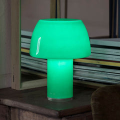 Lampe à poser d'extérieur LED rechargeable Lorosae en verre, vert, Ø 20 cm, IP54