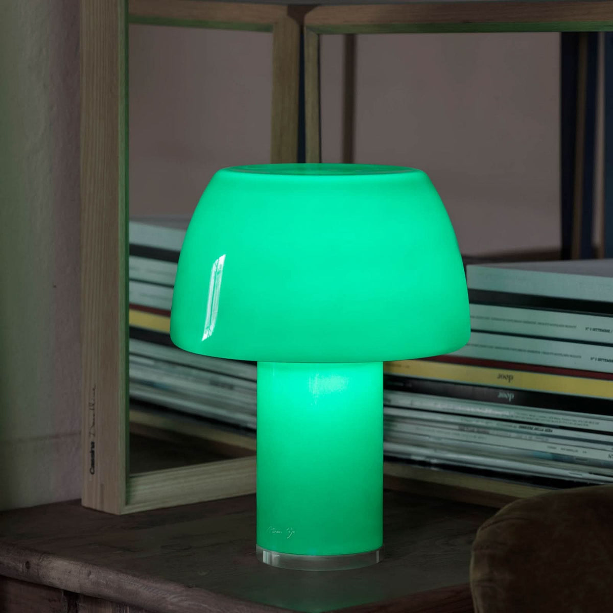 Lampe à poser d'extérieur LED rechargeable Lorosae en verre, vert, Ø 20 cm, IP54