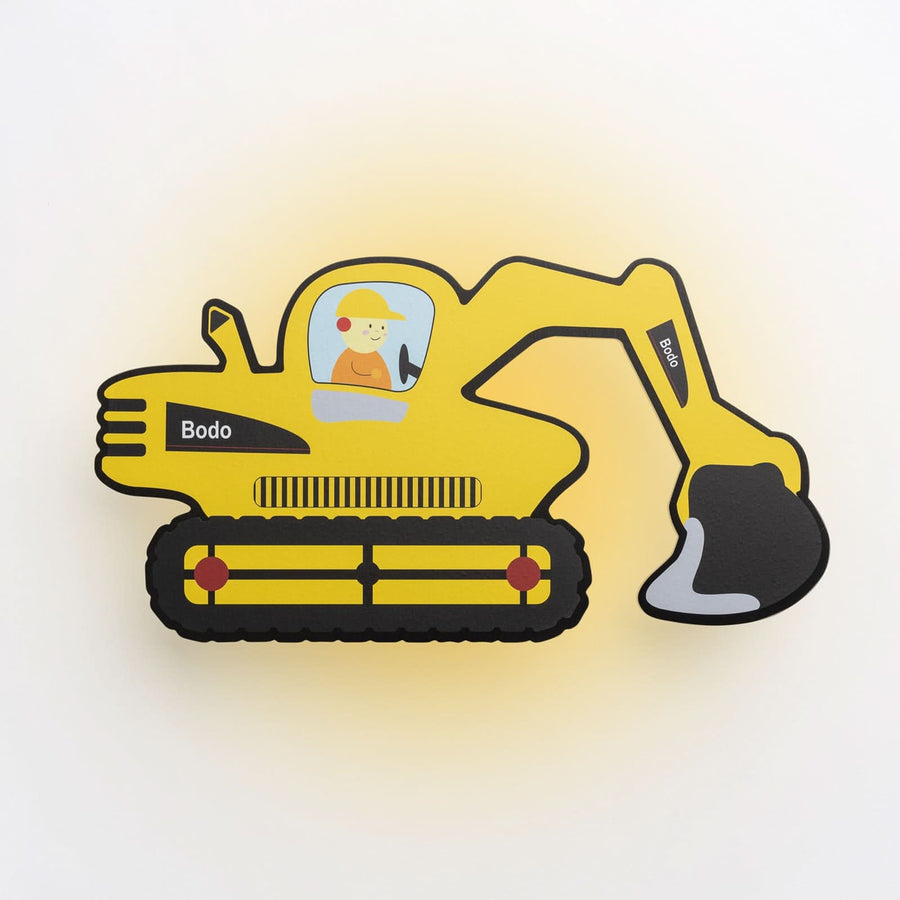 Applique murale LED Pelleteuse, jaune, hauteur 20 cm