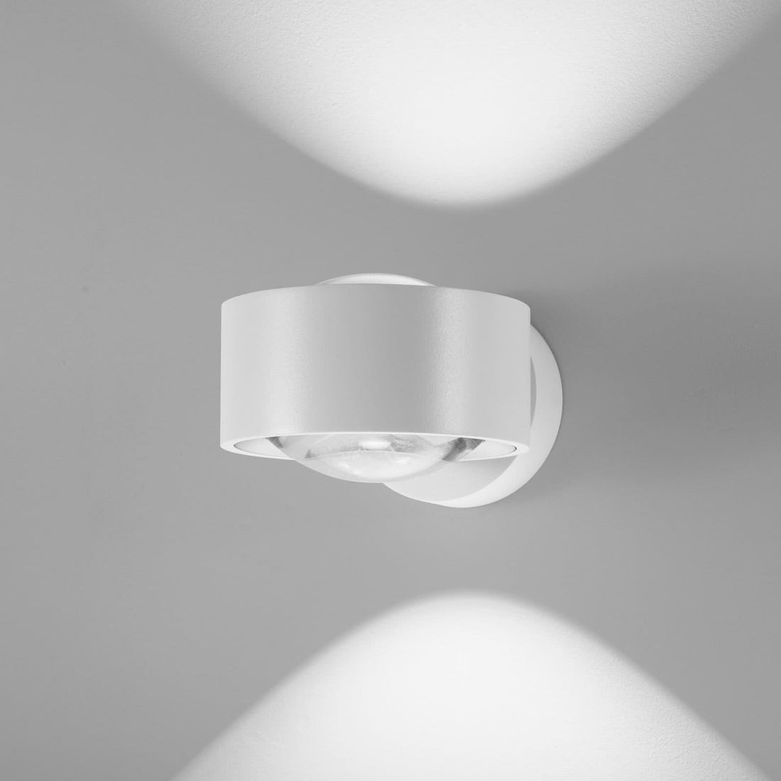 Applique murale LED Clippo Optic en aluminium, blanc, 2 lumières, Ø 12 cm
