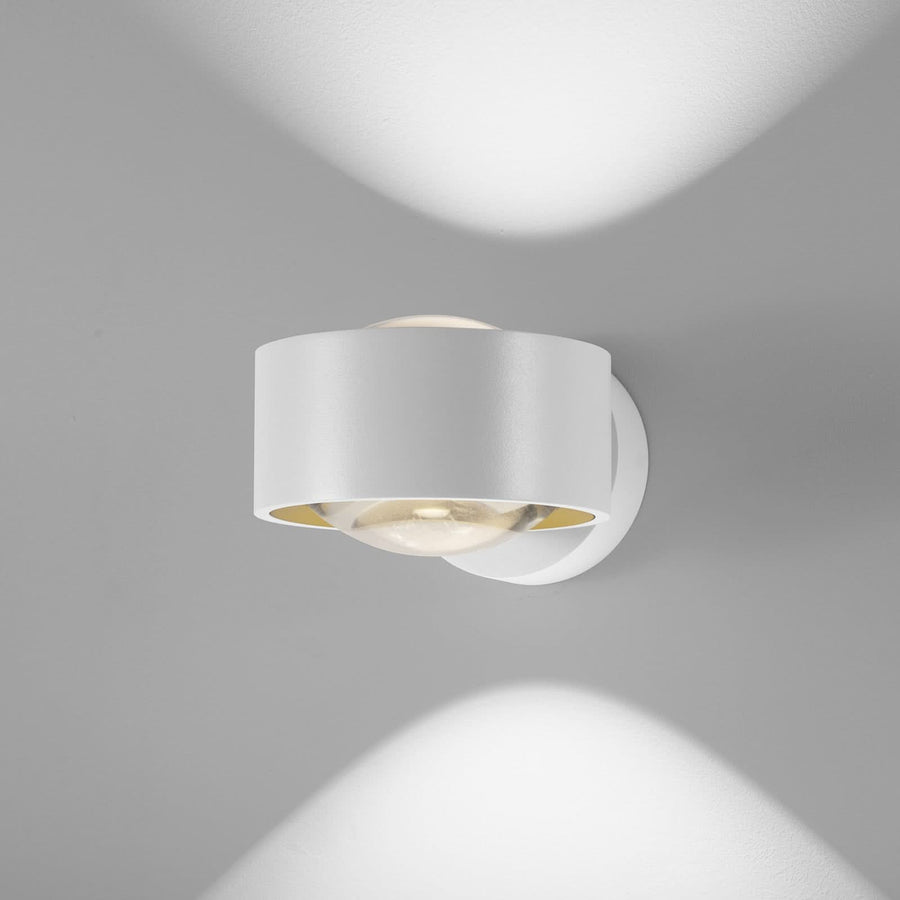 Applique murale LED Clippo Optic en aluminium, blanc et doré, 2 lumières, Ø 12 cm
