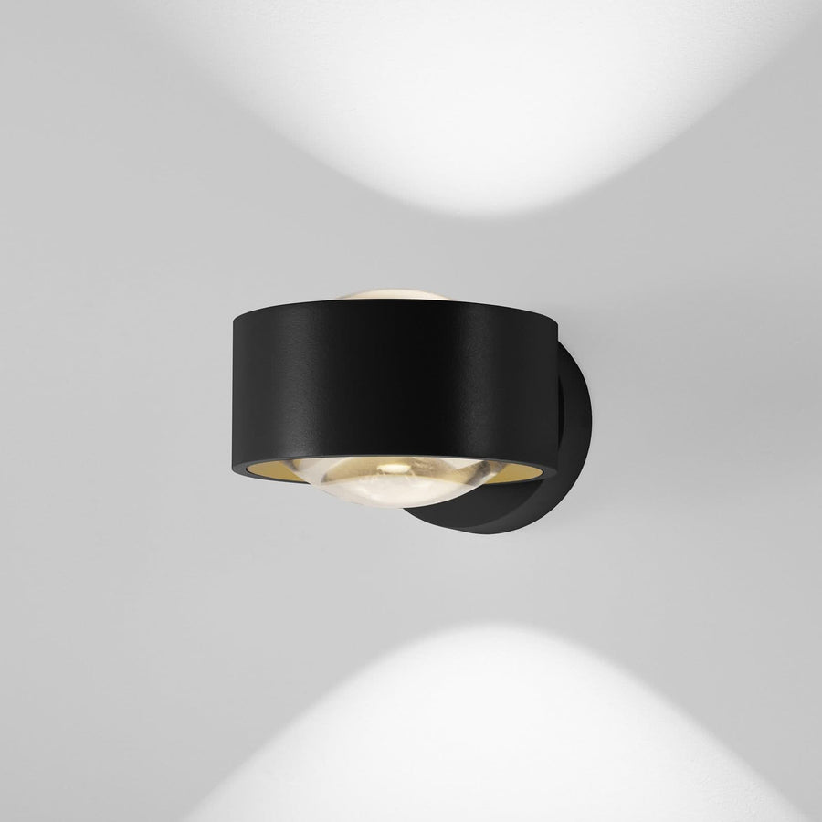 Applique murale LED Clippo Optic en aluminium, noir et doré, 2 lumières, Ø 12 cm