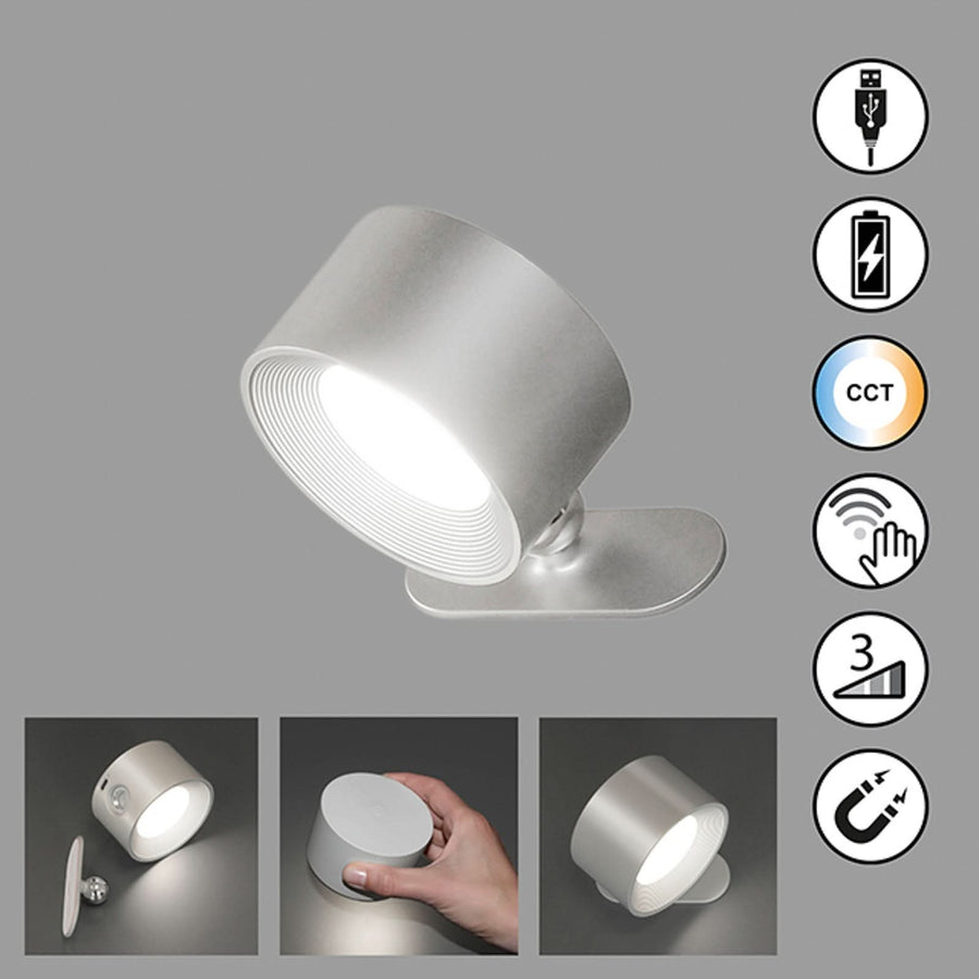 Applique murale LED rechargeable Magnetics, argenté, hauteur 4,5 cm