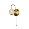 Applique murale LED Allure en acier, laiton et transparent, hauteur 21 cm