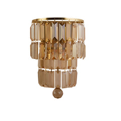 Applique murale Empire en verre, ambre teinté et laiton, 2 lumières, hauteur 30 cm, IP44