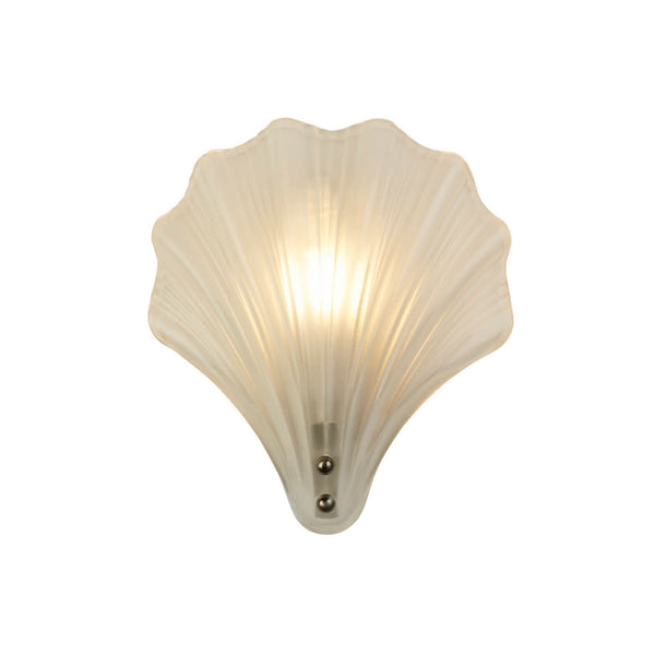 Applique murale Shell en verre, blanc satiné, hauteur 22 cm, IP44