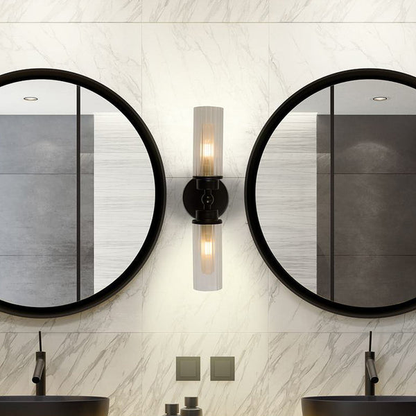 Applique murale Imperial en verre, noir et blanc, 2 lumières, hauteur 10 cm, IP44