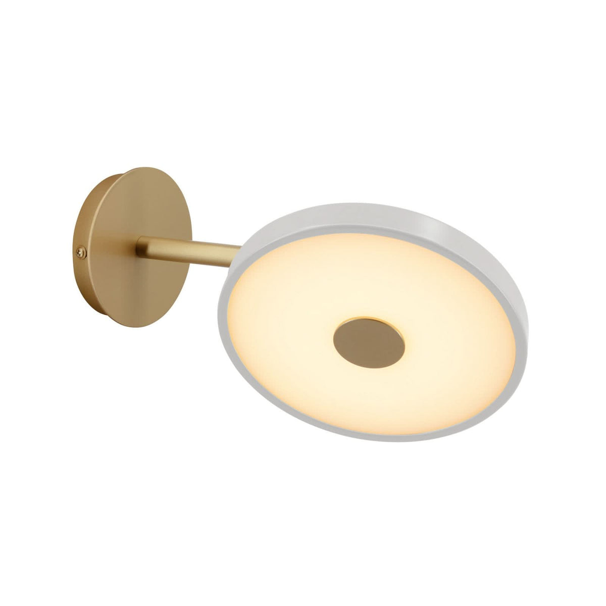Applique murale LED Asteria Short en aluminium, gris clair et laiton, Ø 15 cm