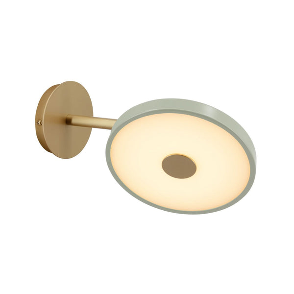 Applique murale LED Asteria Short en aluminium, vert clair et laiton, Ø 15 cm