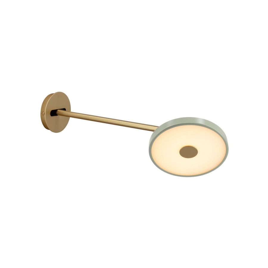 Applique murale LED Asteria Long en aluminium, vert clair et laiton, Ø 15 cm