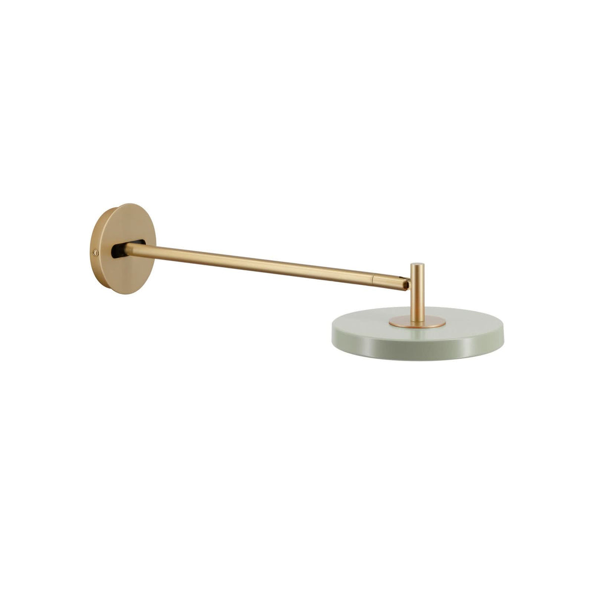 Applique murale LED Asteria Long en aluminium, vert clair et laiton, Ø 15 cm