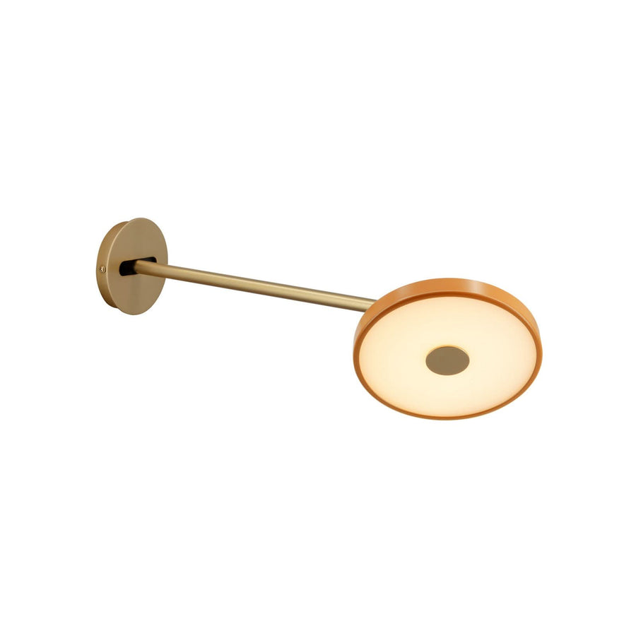 Applique murale LED Asteria Long en aluminium, orange et laiton, Ø 15 cm