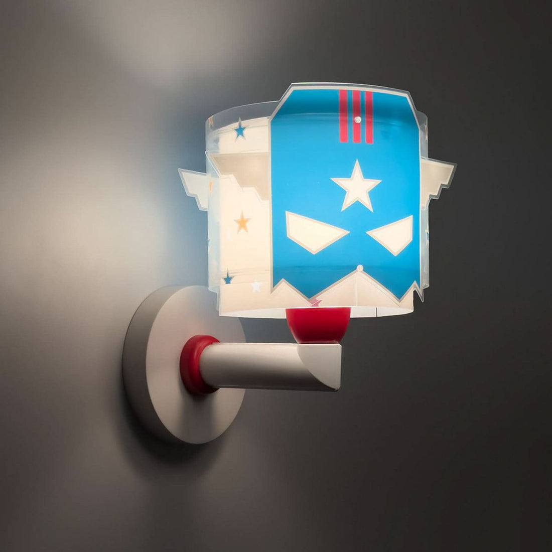 Applique murale Blue Hero, blanc et bleu, hauteur 24 cm