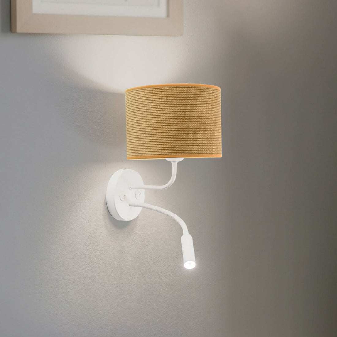 Applique murale Roller en métal, jaune structuré et blanc, 2 lumières, Ø 20 cm
