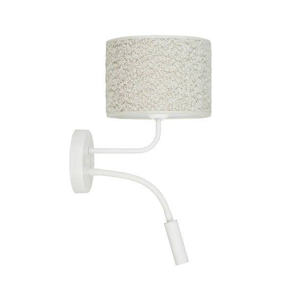 Applique murale Roller en tissu, crème structuré et blanc, 2 lumières, Ø 20 cm
