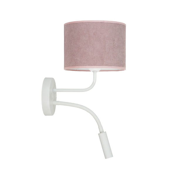 Applique murale Roller en tissu, rose structuré et blanc, 2 lumières, Ø 20 cm
