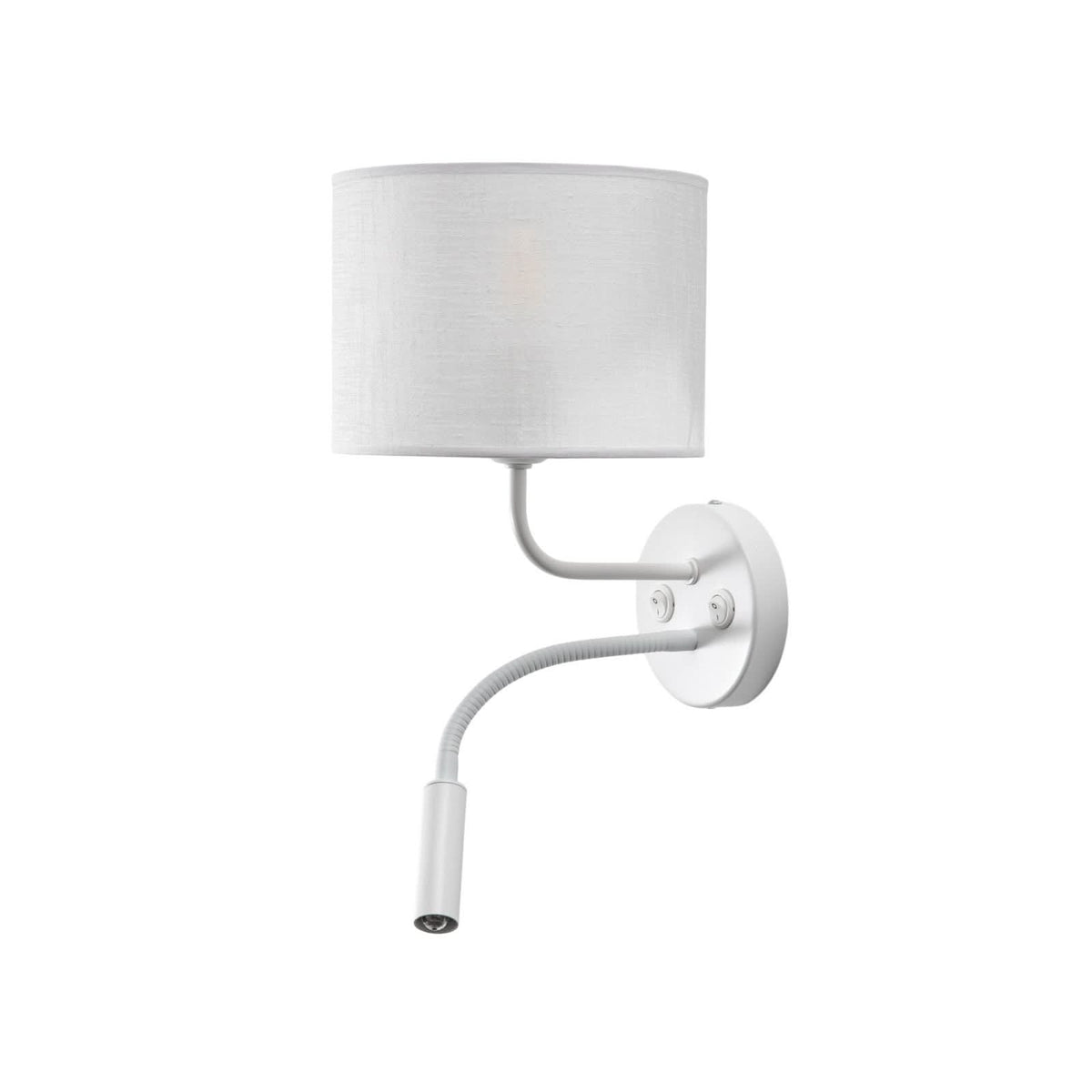 Applique murale Roller en tissu, blanc structuré et blanc, 2 lumières, Ø 20 cm