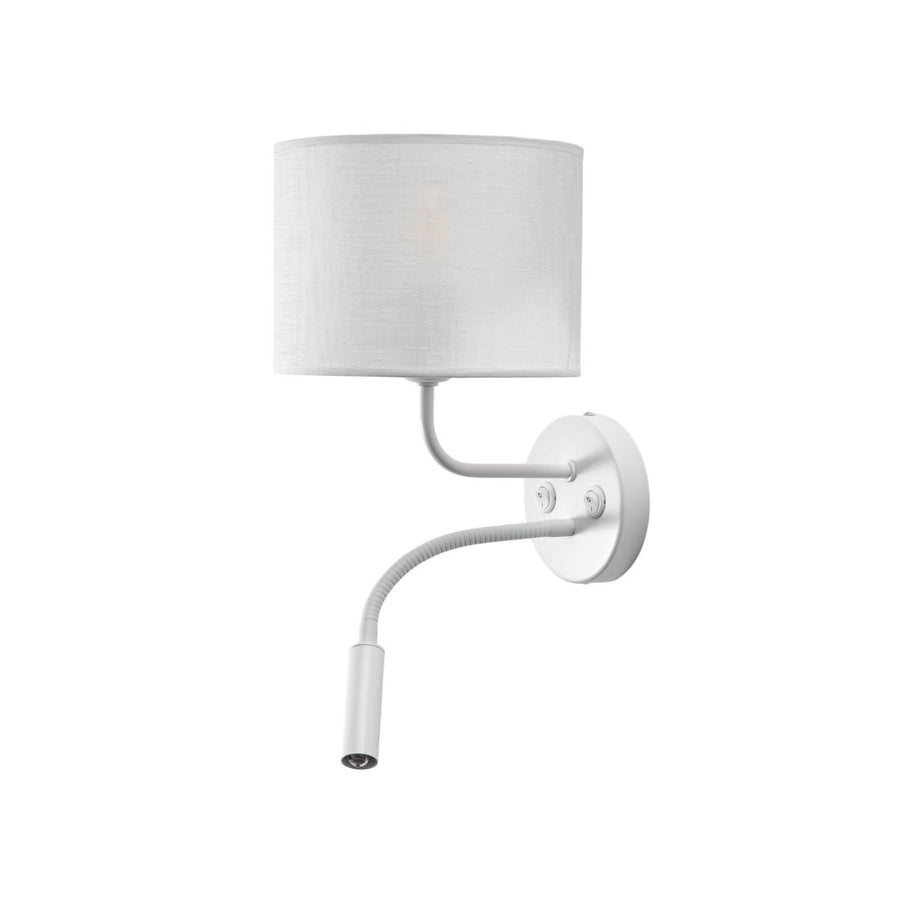 Applique murale Roller en tissu, blanc structuré et blanc, 2 lumières, Ø 20 cm