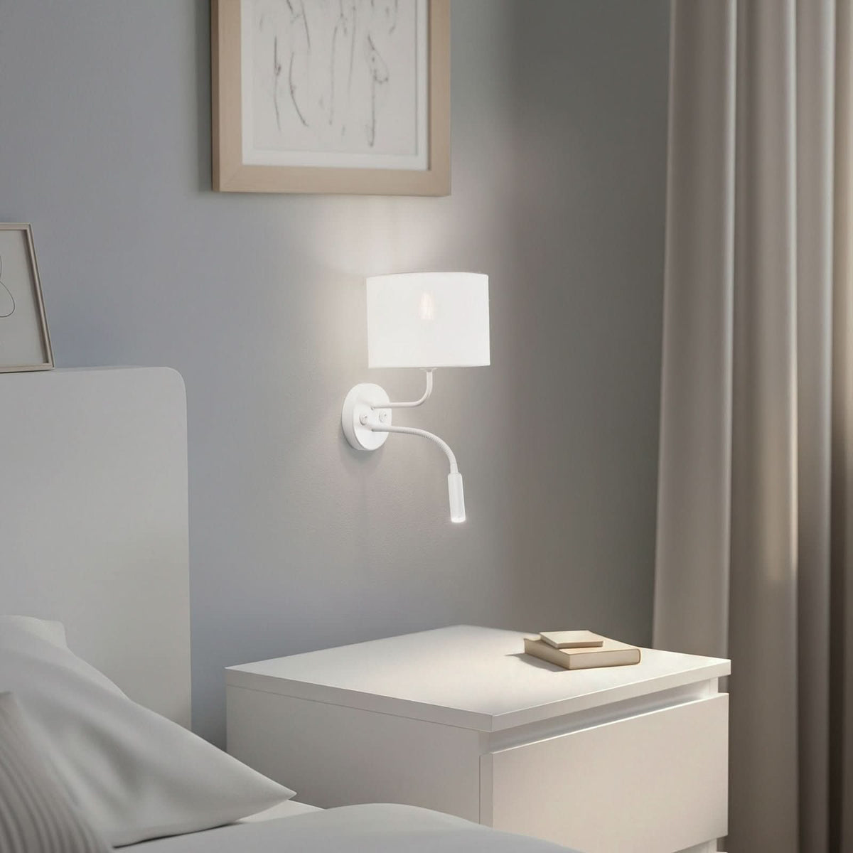 Applique murale Roller en tissu, blanc structuré et blanc, 2 lumières, Ø 20 cm