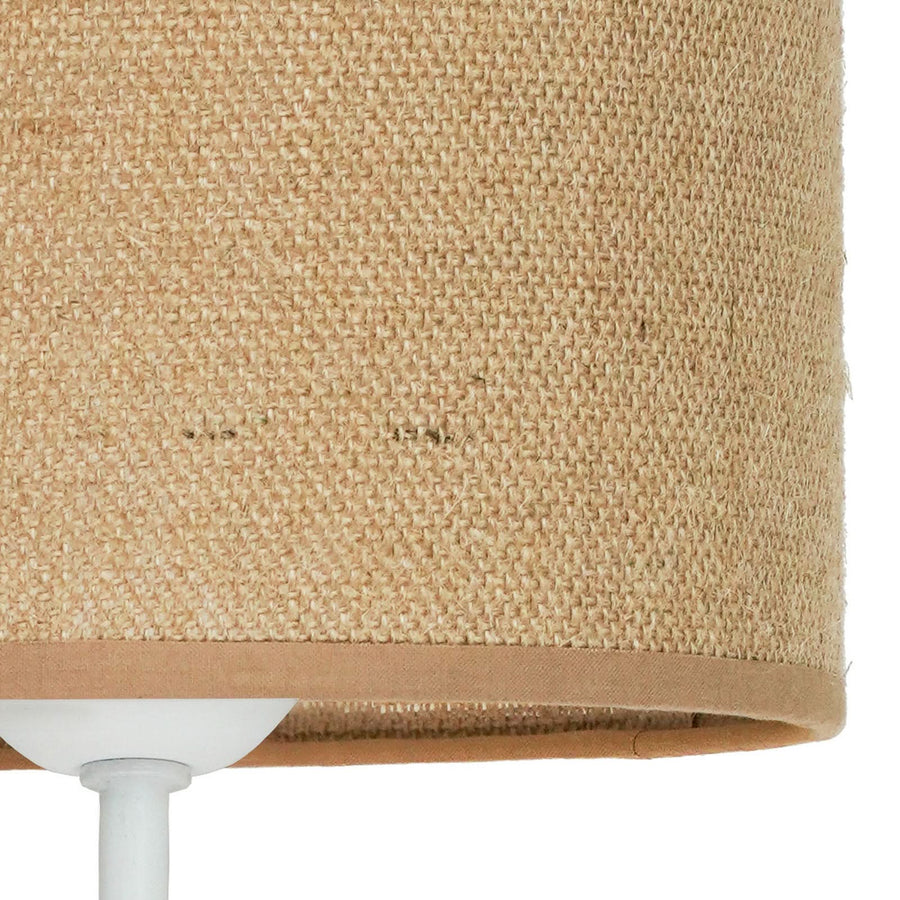 Applique murale en tissu, marron structuré et blanc, 2 lumières, Ø 20 cm