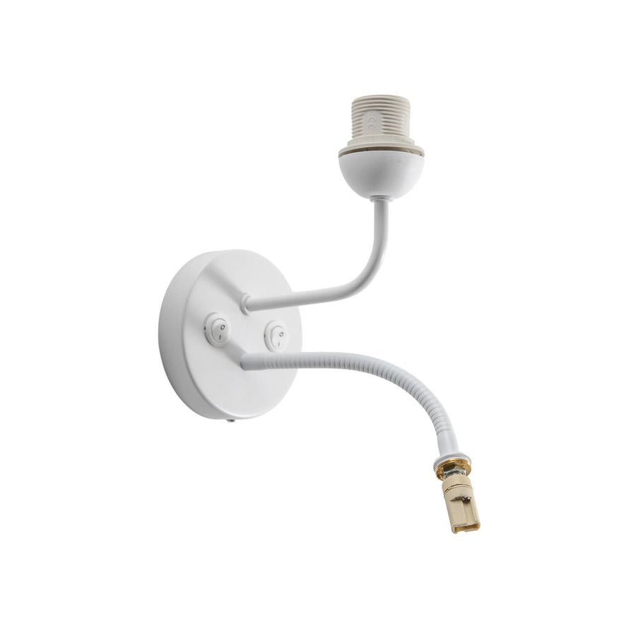 Applique murale en tissu, marron structuré et blanc, 2 lumières, Ø 20 cm