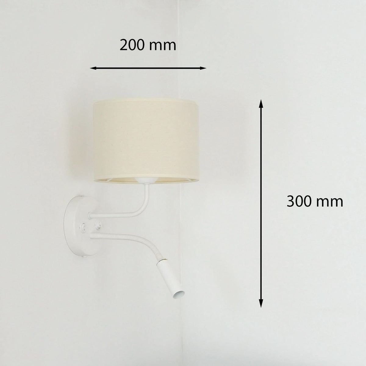 Applique murale Roller en tissu, beige structuré et blanc, 2 lumières, Ø 20 cm, 15 W, hauteur 30 cm, modèle 2