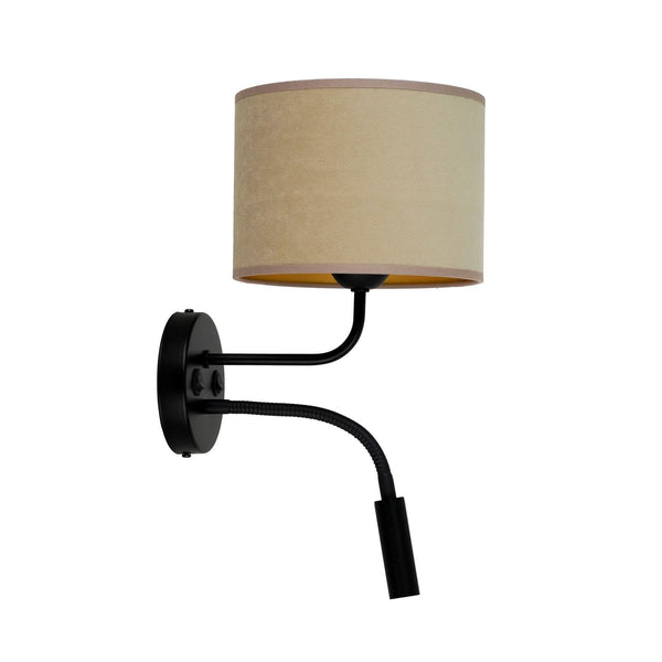 Applique murale Roller en velours, beige et noir, 2 lumières, Ø 20 cm