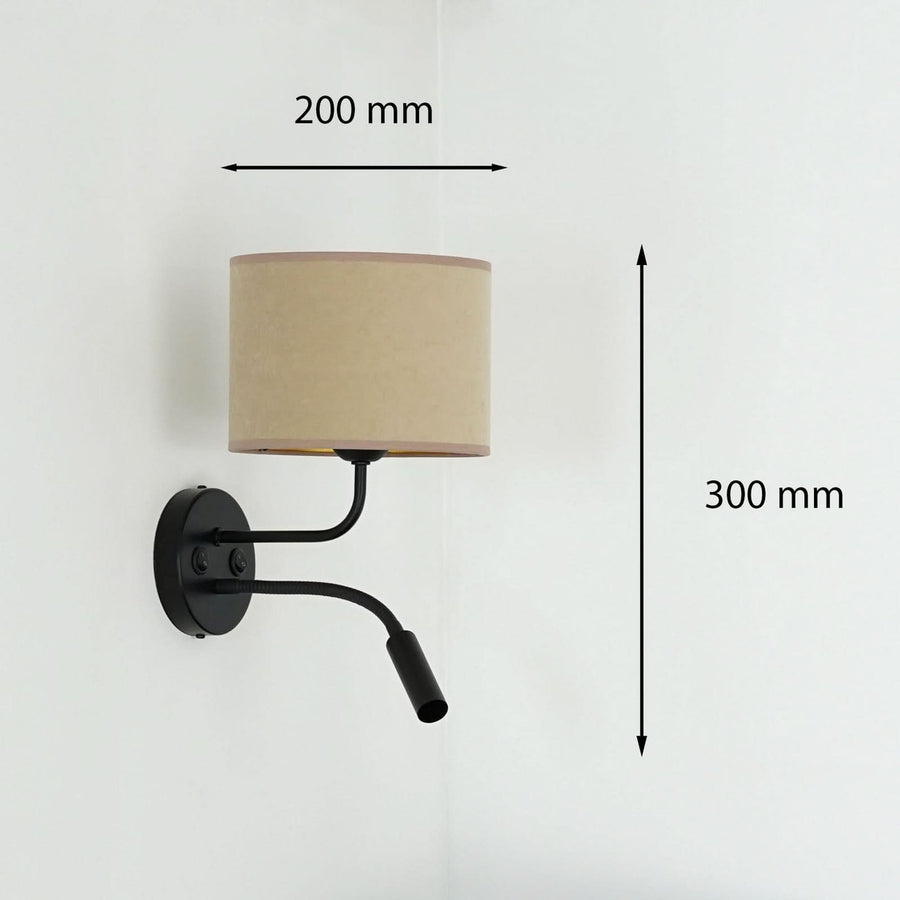 Applique murale Roller en velours, beige et noir, 2 lumières, Ø 20 cm
