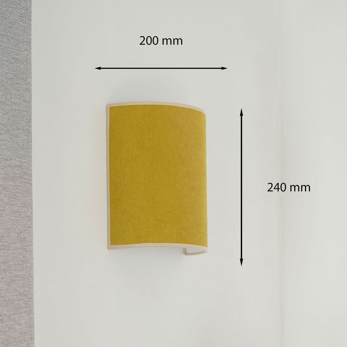 Applique murale Celine en tissu, jaune structuré, hauteur 24 cm